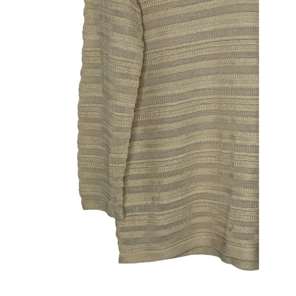 NWT Brooks Brothers Womens V Neck Metallic Sweater Medium Lightweight Semi Sheer - Picture 2 of 9